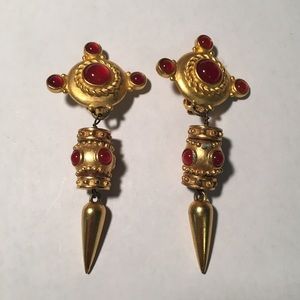 Gold Spiral Costume Clip On Earrings